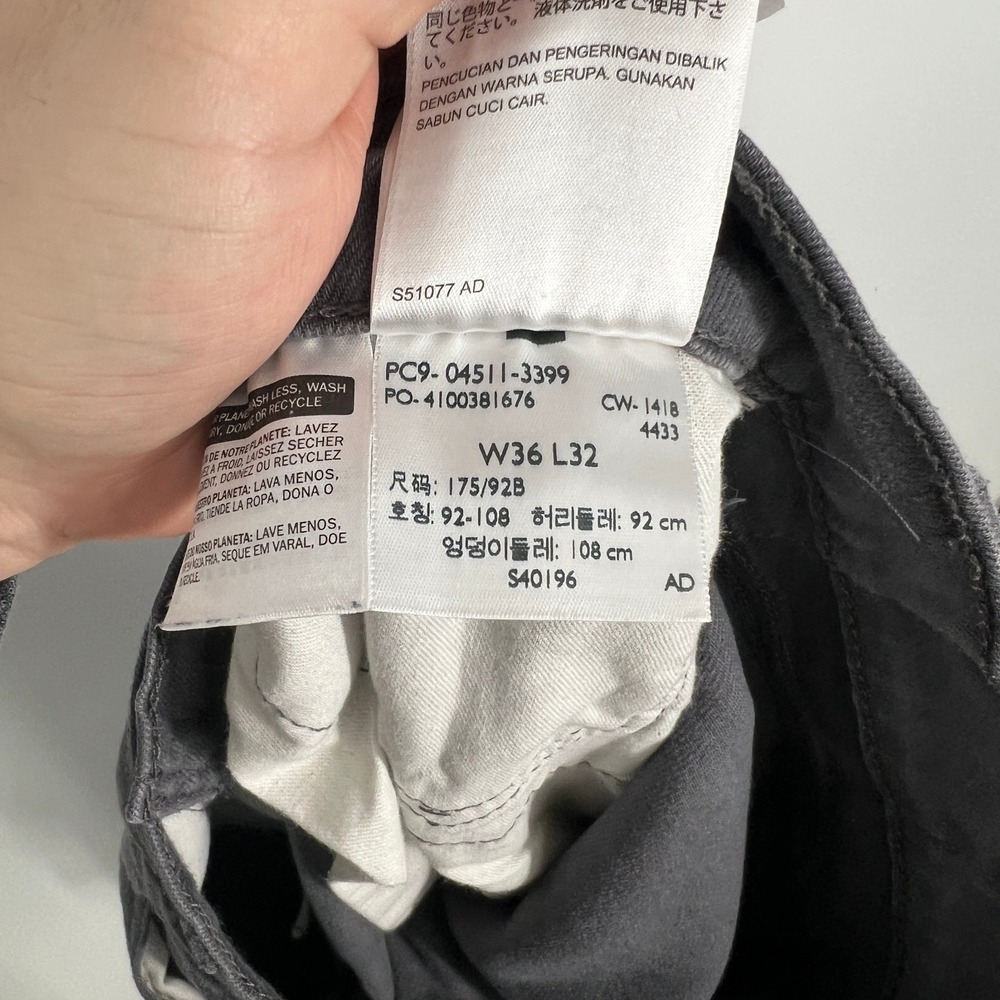 Levis 511 Slim Fit Charcoal Gray Stretch Pants Mens 36x32 04511-3399 - Picture 7 of 9